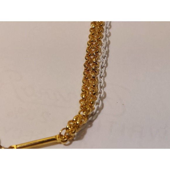 Vintage Castlecliff Gold White Tone Necklace Chain Link Choker NEW With Tags - Picture 9 of 13